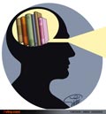 کاریکاتور,مطالعه,چراغ,راه,ذهن,مغز,فکر,کتاب,مقاله,گزارش,خواندن,کتابخوانی,چشم,ساعت مطالعه,هدایت,روشنفکر,ذهن باز,نوک دماغ