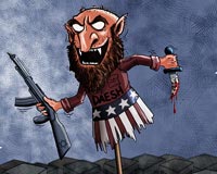 کاریکاتور,دانلود کاریکاتور,عکس کاریکاتور,داعش,مترسک,آمریکایی,آمریکا,وحشت,عراق,ترس,جنایت,قتل,سر بریدن,اسرائیل,صدام