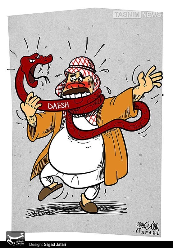 کاریکاتور,دانلود کاریکاتور,عکس کاریکاتور,سجاد جعفری,حکام عرب,مار,آستین,مار در آستین,داعش,تروریست,سلفی,تکفیری