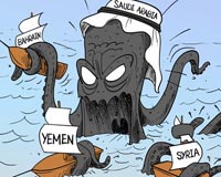 سعودی,یمن,دانلود عکس,دانلود کاریکاتور,عکس کاریکاتور,عربستان,آل سعود,اختاپوس,سوریه,بحرین