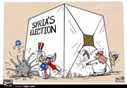 کاریکاتور,دانلود کاریکاتور,عکس کاریکاتور,سجاد جعفری,انتخابات,سوریه,مته,آمریکا,عربستان,بشار اسد,ریاست جمهوری,صندوق رای,دموکراسی,اسرائیل,اروپا,کلنگ