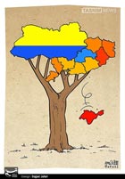 کاریکاتور,دانلود کاریکاتور,عکس کاریکاتور,سجاد جعفری,یاییز,خزان,برگ ریزان,اوکراین,درخت,کریمه,شرق اوکراین,درگیری,جنگ,درگیری نظامی,جدایی طلبی,استقلال