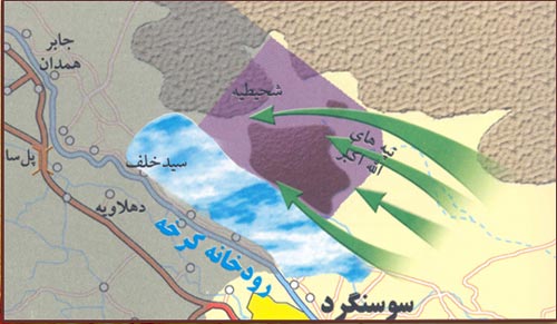 دفاع مقدس,هفته دفاع مقدس,عملیات,عملیات زمینی,عملیات های دفاع مقدس,جنگ,ایران,سوسنگرد,نقشه عملیات,امام علی