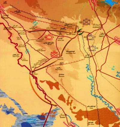 دفاع مقدس,هفته دفاع مقدس,عملیات,عملیات زمینی,عملیات های دفاع مقدس,جنگ,ایران,عراق,نقشه عملیات,پل نادری