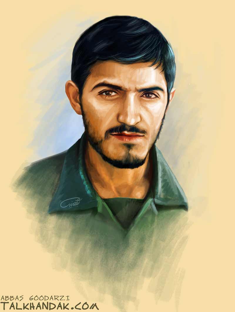 شهید مهدی زین الدین,شهید زین الدین,فرمانده لشکر علی بن ابی طالب,فرمانده,جبهه,جنگ,تصویر سازی,نقاشی چهره,منتظر,عباس گودرزی,قم,شهادت,