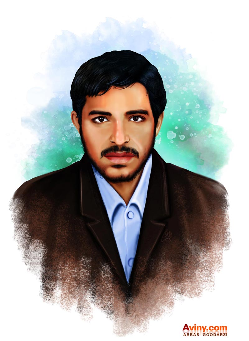شهید علم الهدی,شهید سید حسین علم الهدی,دانشجو,عباس گودرزی,جنگ تحمیلی,تصویر سازی,نقاشی چهره,هویزه,امام خمینی,قرآن