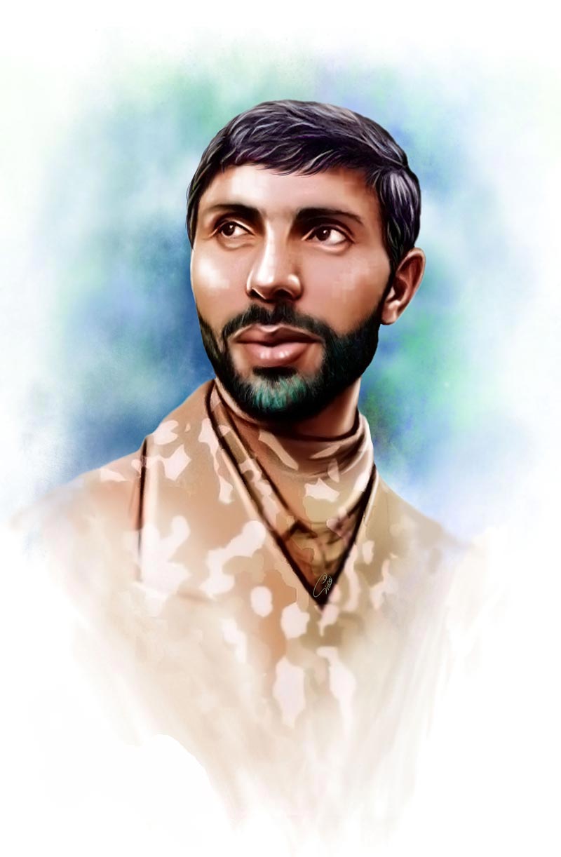 شهید سپهبد علی صیاد شیرازی,شهید,عملیات مرصاد,ترور,منافقین,تصویر سازی,نقاشی از چهره,عکس چهره,صیاد,شهید صیاد شیرازی,ارتش