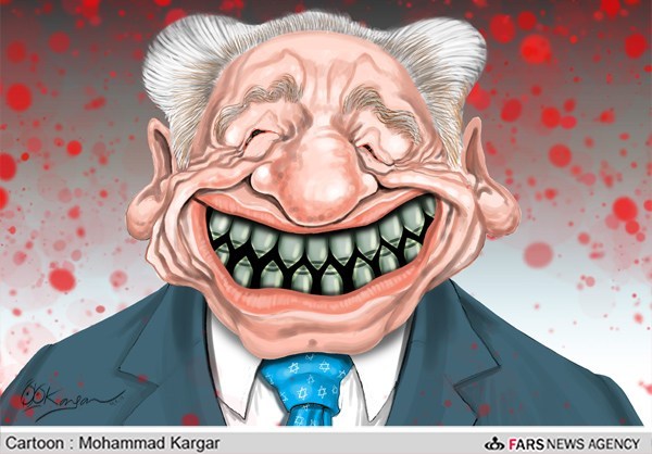شیمون پرز,اسرائیل,ریئس جمهور اسرائیل,لبخند,خون,کاریکاتور,محمد کارگر,ایران,دشمن