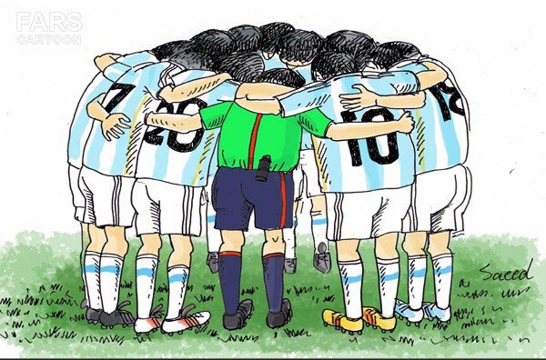 کاریکاتور,دانلود کاریکاتور,عکس کاریکاتور,ایران,آرژانتین,فوتبال,جام جهانی,داور,یار دوازدهم,چمن