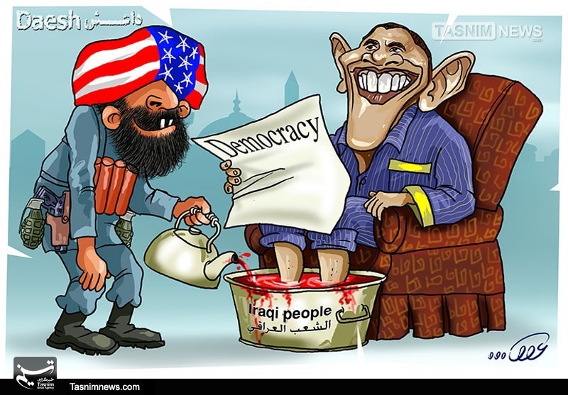 دانلود کاریکاتور,عکس کاریکاتور,کاریکاتور,اوباما,تکفیری,داعش,دموکراسی,حقوق بشر,حقوق,الشعب,عراق,ارهاب,ارهابی,خون,احمر,آمریکایی,اسلام آمریکایی