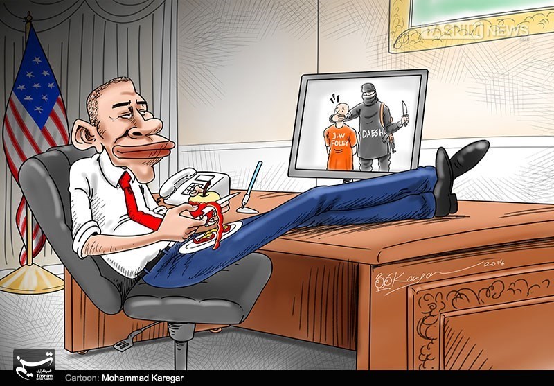 کاریکاتور,دانلود کاریکاتور,عکس کاریکاتور,اوباما,خبرنگار آمریکایی,داعش,ائتلاف علیه داعش,ائتلاف ضد داعش,ایران و آمریکا,آمریکا