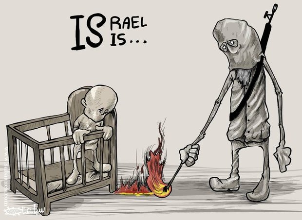 دانلود کاریکاتور,عکس کاریکاتور,کاریکاتور,کودک سوزی،رزیم صهیونیستی،داعش،آدم سوزی