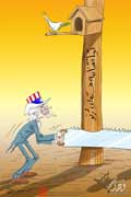 توافقنامه ژنو,کبوتر,اره,آمریکا,لانه,توافقنامه هسته ای,کاریکاتور,محمد کارگر