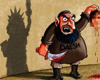 کاریکاتور,دانلود کاریکاتور,عکس کاریکاتور,داعش,آزادی,تروریست,ترور,عراق,سوریه,عباس گودرزی,ماهیت,پشت پرده,شمشیر,سر,سر بریده,برج آزادی,جنایت