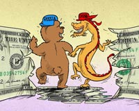 دانلود عکس,دانلود کاریکاتور,عکس کاریکاتور,کاریکاتور,دلار,روسیه,چین,آمریکا,اقتصاد,مبادلات