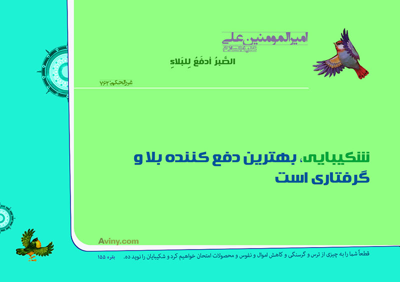 عنه عليه السلام :الصَّبرُ أدفَعُ لِلبَلاءِ . 